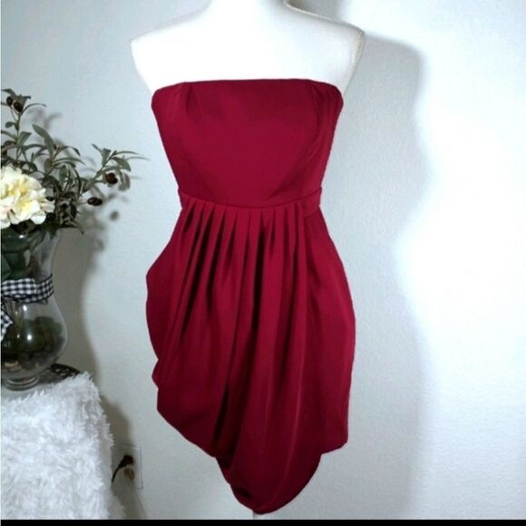 FOREVER 21 STRAPLESS WINE DRESS SZ. XS EUC - Picture 2 of 8